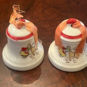Vintage Porcelain Christmas Bell/Ornament 1940’s/1950’s Made in Japan